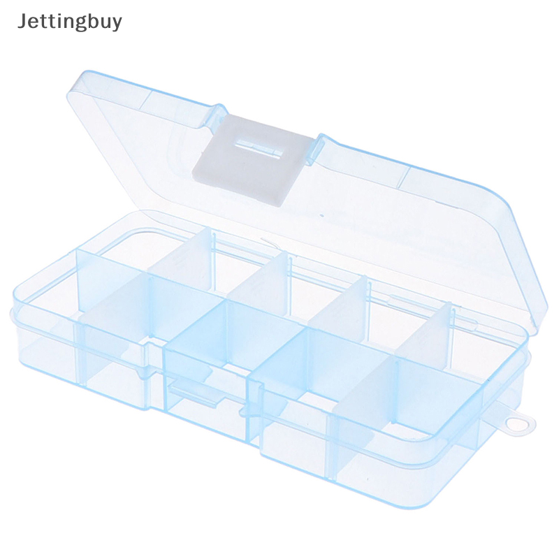 [Jettingbuy] Hộp lưu trữ nhựa trang sức 10 ngăn có thể điều chỉnh giảm giá nhanh