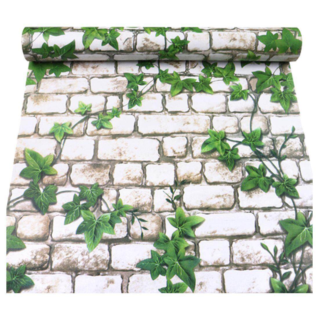 3D three-dimensional imitation brick waterproof wall stickers self-adhesive stickers wallpaper 45 * 100cm: White + green