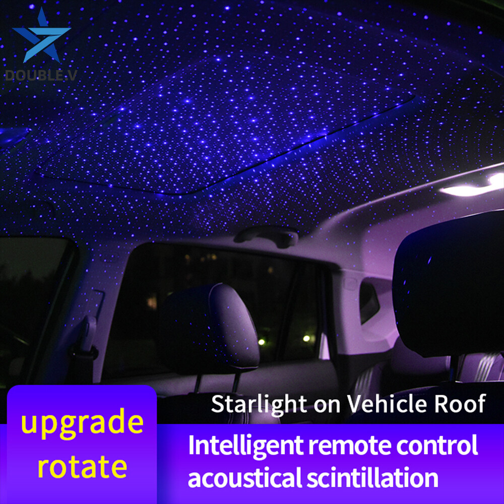 Suasana Bagian Dalam Mobil Ambient Cahaya Bintang DJ Musik Lampu Suara Pengendali Jarak Jauh Memutar Cahaya Ambien Suara Kontrol Lampu LED-Biru dengan Pengendali Jarak Jauh
