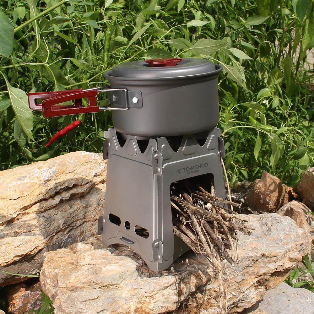 TOMSHOO Camping Wood Stove Portable Folding Lightweight Titanium Wood