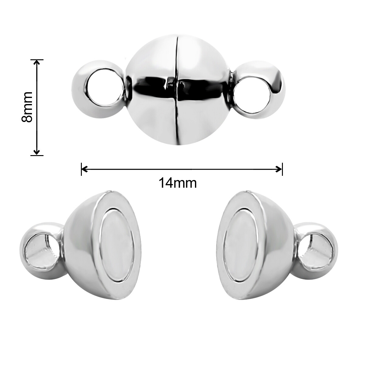 2Sets/Bag High Strong Magnetic Rhodium End Clasp Connectors Fit Bracelets Necklace For DIY Jewelry Making Accessories