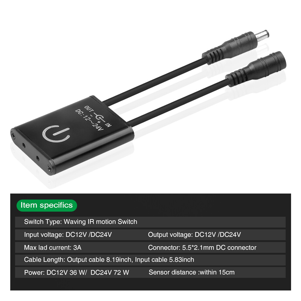 Công Tắc Tự Động 12V 24V DC Công Tắc Cảm Biến Hồng Ngoại Vẫy Tay Chuyển Động Qua Kính Cho Sản Phẩm Đèn LED