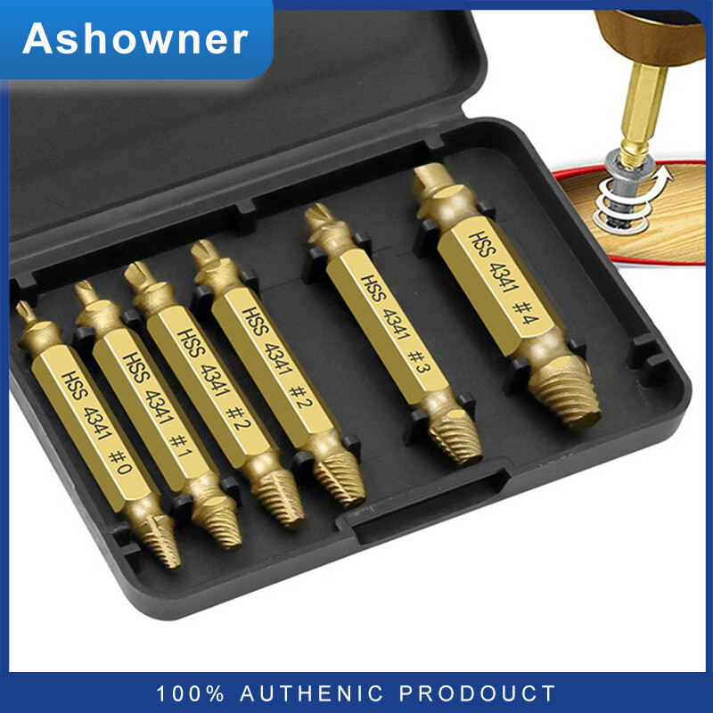 Ashowner, bộ 6 mũi khoan tháo vít bị hỏng, dụng cụ tháo gỡ bu lông vít bị hỏng bị tước dụng cụ phá dỡ dễ dàng lấy ra
