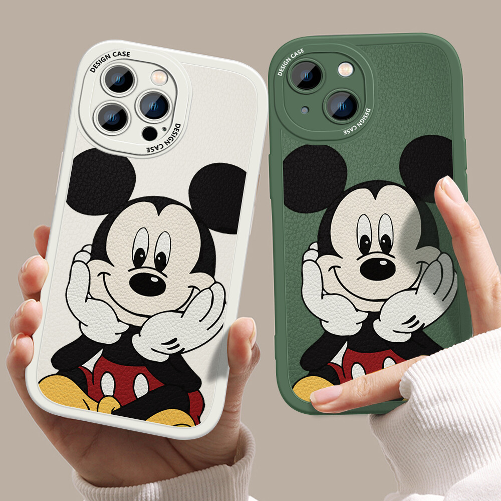 Jizetin Leather Casing For Xiaomi Redmi Note 7 Note 7 Pro Note 8 Note 8 Pro Handphone Casing Slim Skin Feeling Cartoon Micky Mouse Leather Back Casing Soft Silicone PU Leather Cover Phone Case