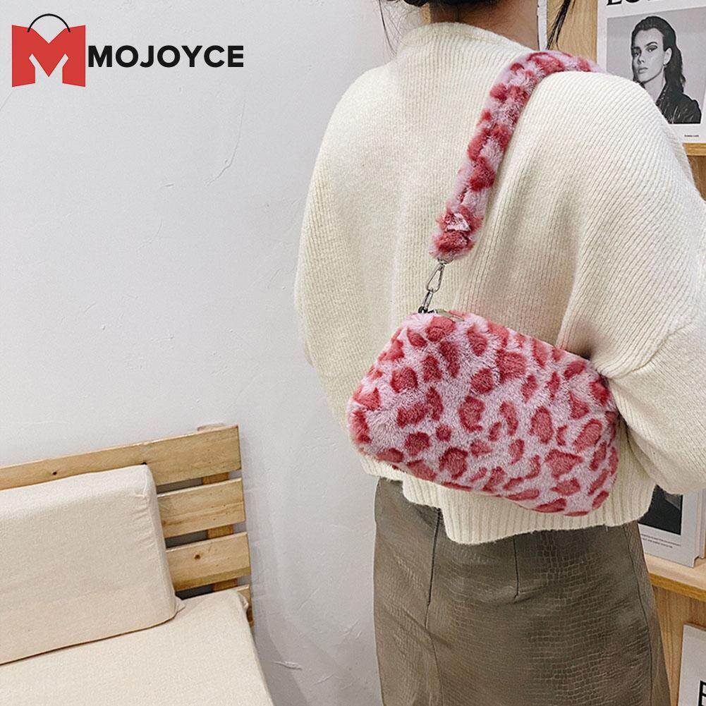MOJOYCE Portable Plush Shoulder Handbag Retro Women Animal Print Underarm Bag Purse