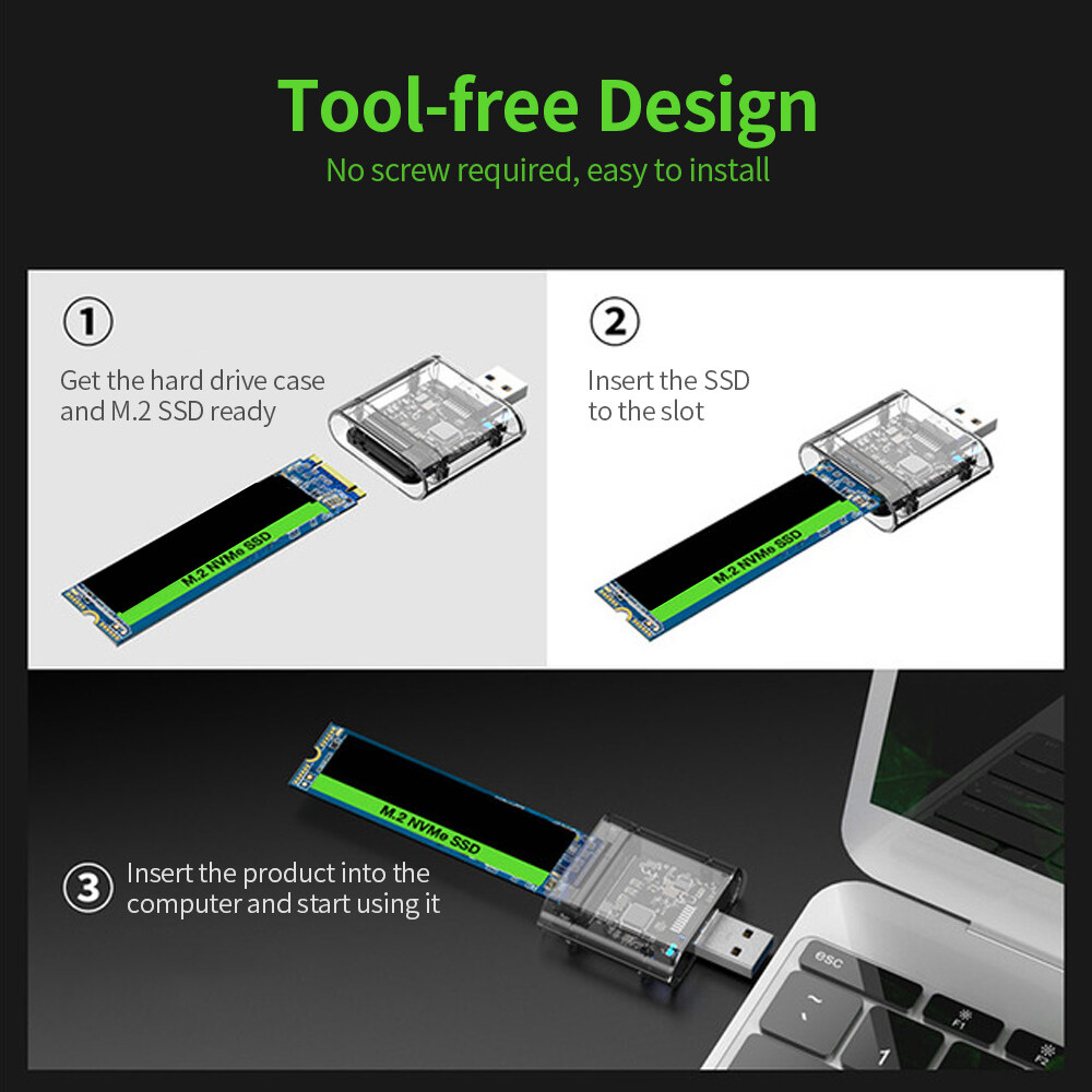 KKmoon USB3.0 Gen1 SATA Solid State Drive Case SSD Enclosure M.2 NGFF Portable Hard Disk Case Support SATA B-KEY M.2 SSD