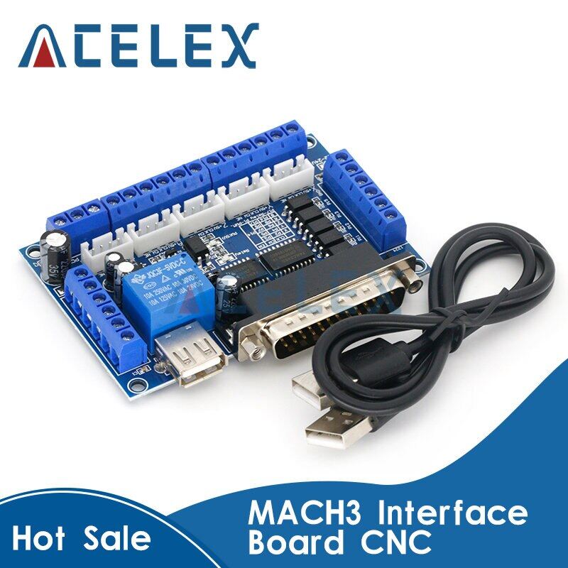 MACH3 Inter Board CNC 5 Axis With Optocoupler Adapter Stepper Motor Driver + USB Cable Electrical Circuitry - Parts