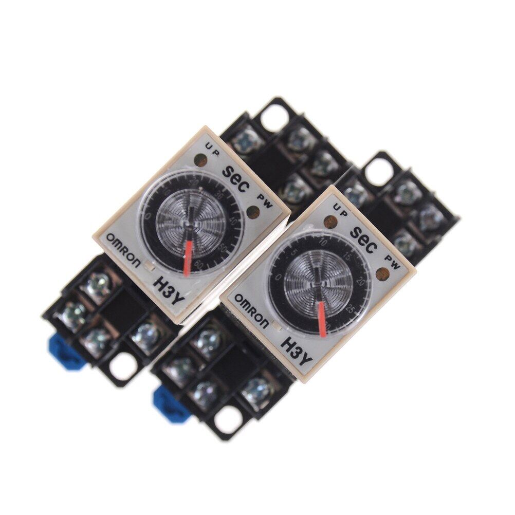 1set H3y-2 Ac 220v Delay Timer Time Relay 0 - 60 Second 0~ 30s With Base High Quality Time Relay With Socket