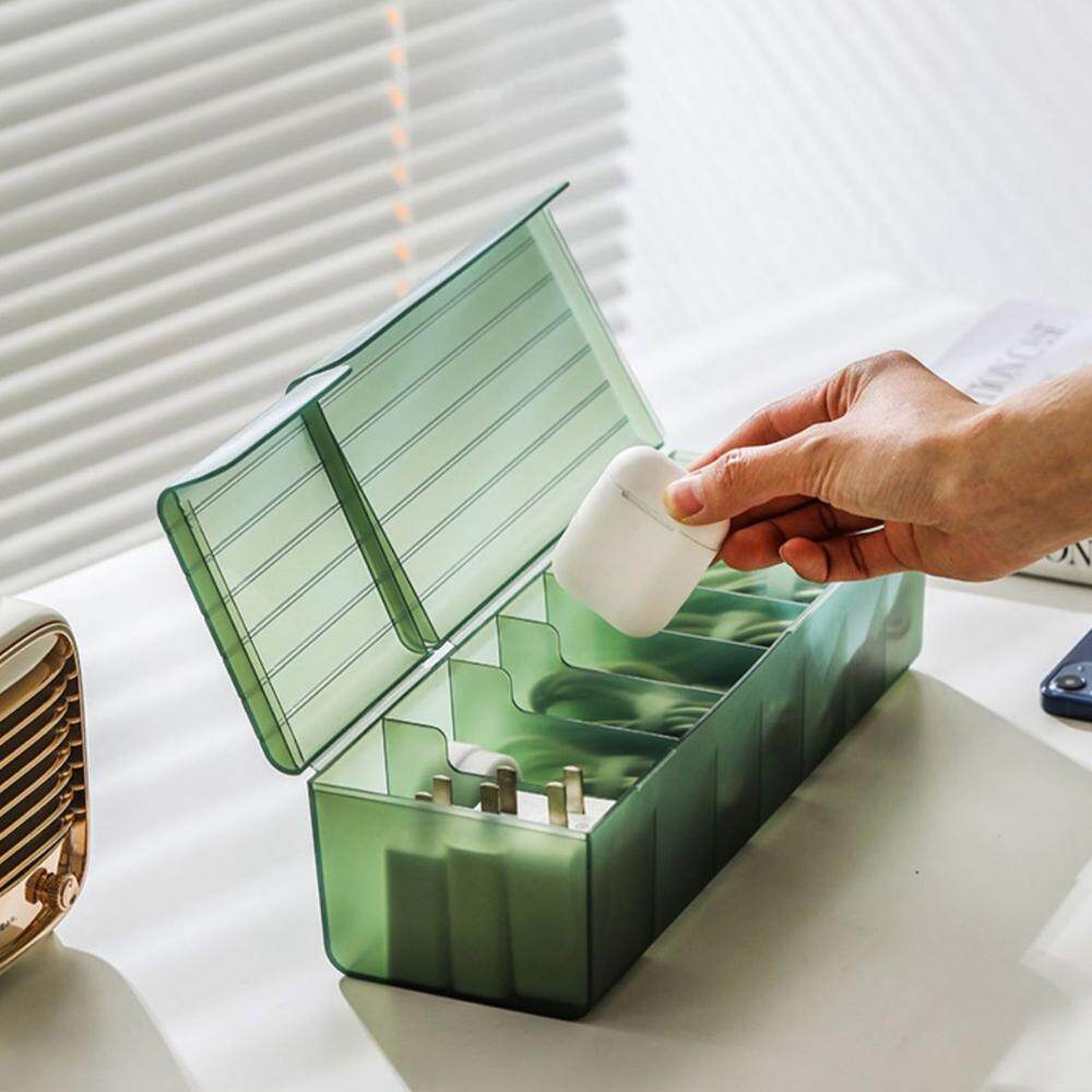 WENTIVV USB Charging Cord Box Partitioned Plastic Storage Power Wire Bin Charging Plug Case Cable Holder Data Line Organizer