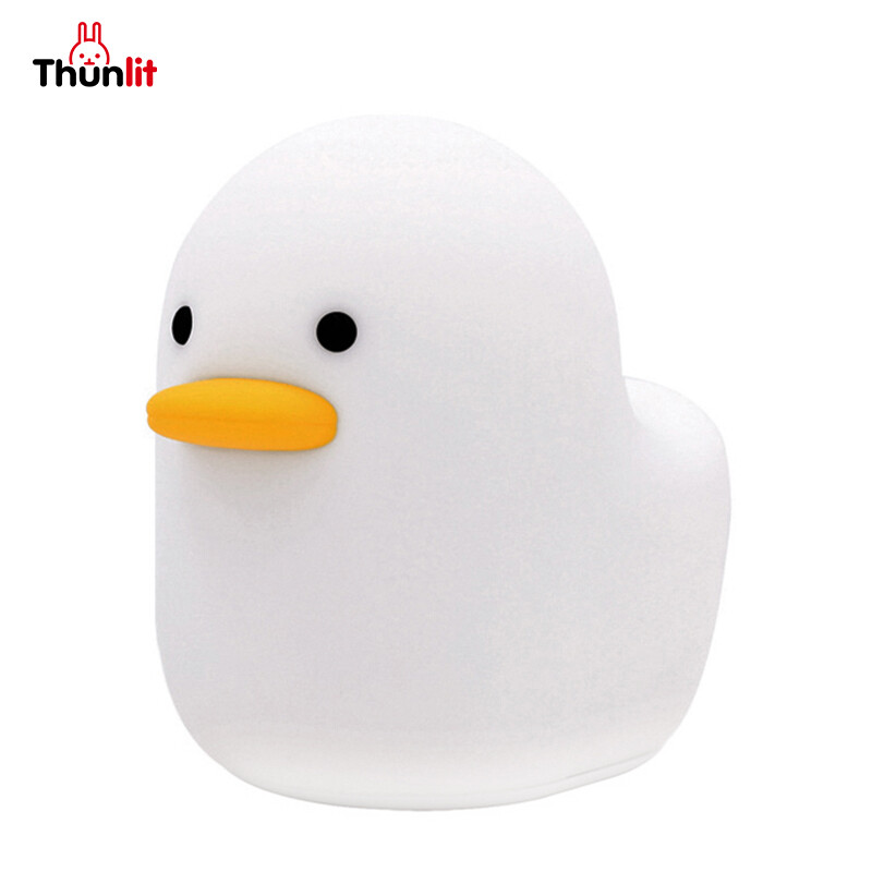 Thunlit Duck Night Light Cute USB 1200mAh Rechargeable Dimmable Silicone Duck Lamp Timed Shutdown Squishy Duck Sleep Light
