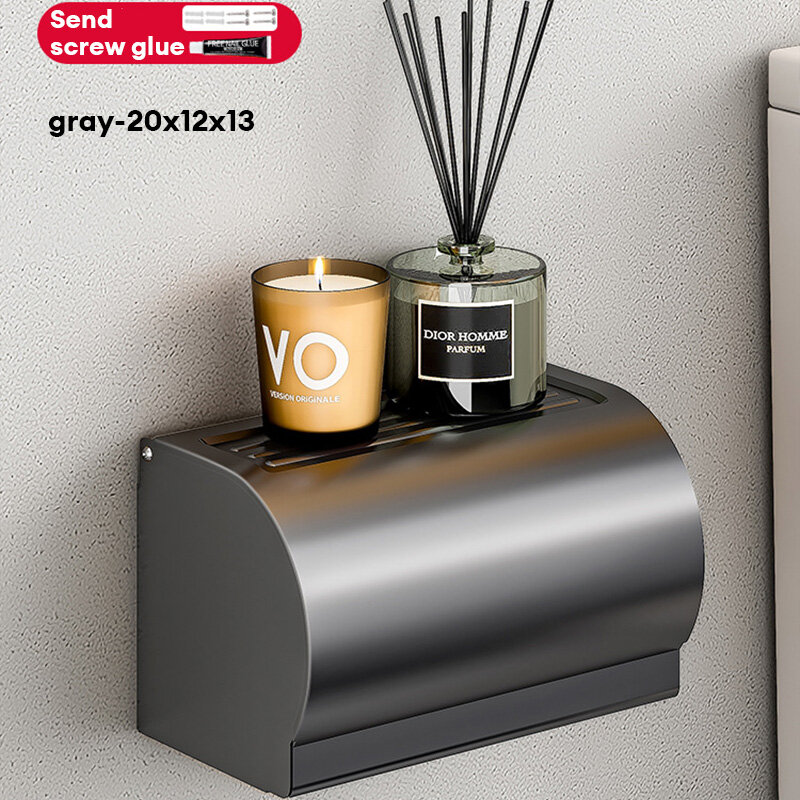 Toilet tissue box wall mounted space aluminum toilet paper box storage household toilet roll paper drawer holder