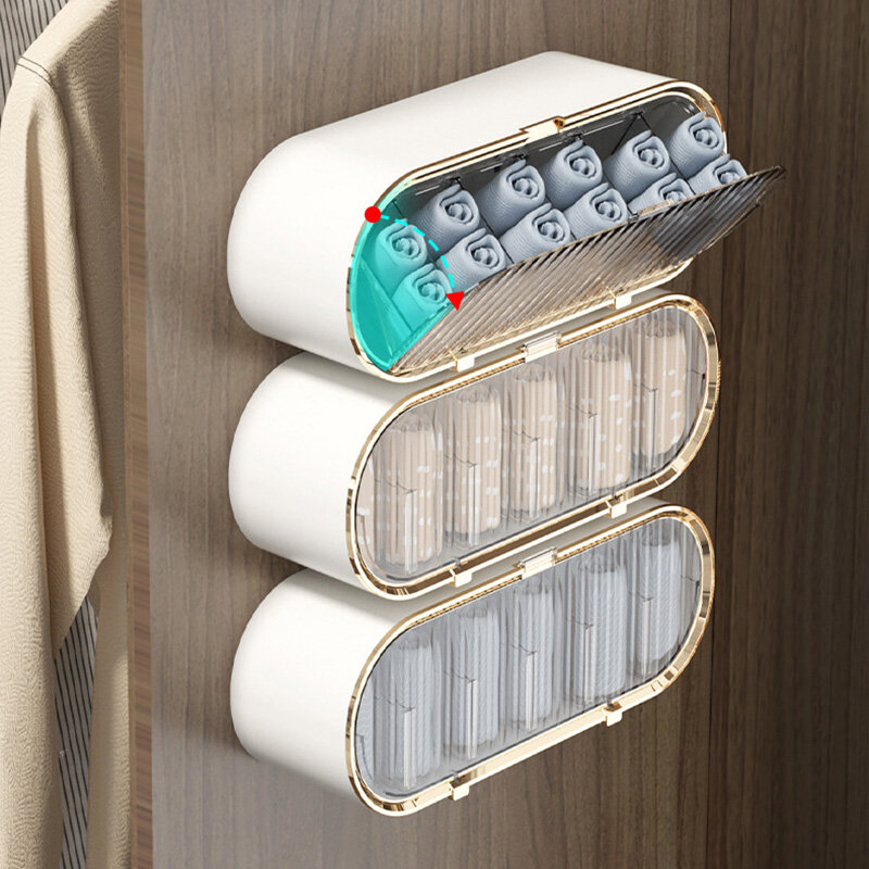 Household bra underwear compartment sorting box sock storage artifact large wall mounted underwear storage box