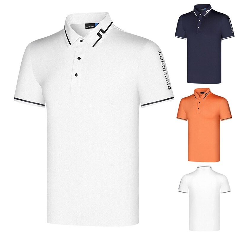 Gold Lindbergh golf suits men T-shirt 