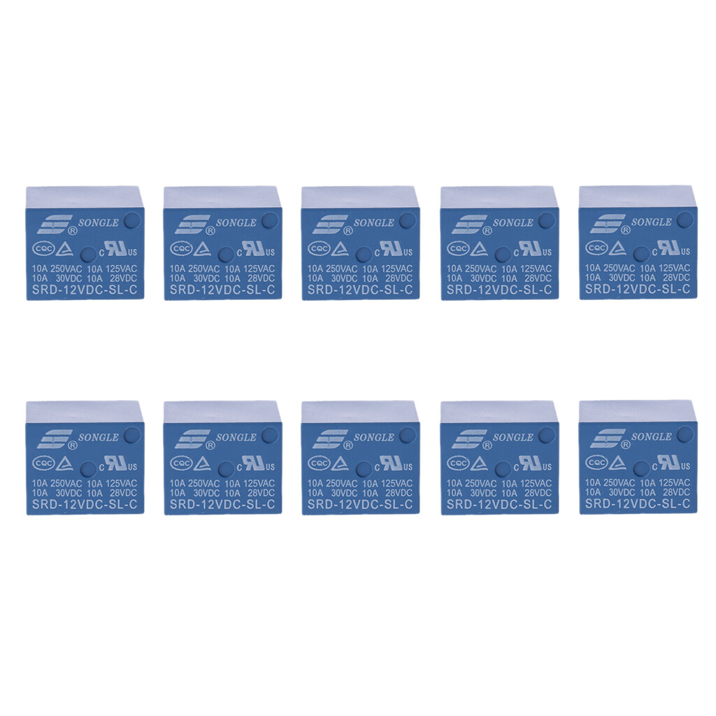 New high quality 10 pcs 5 pins relay 12v dc coil power relay pcb