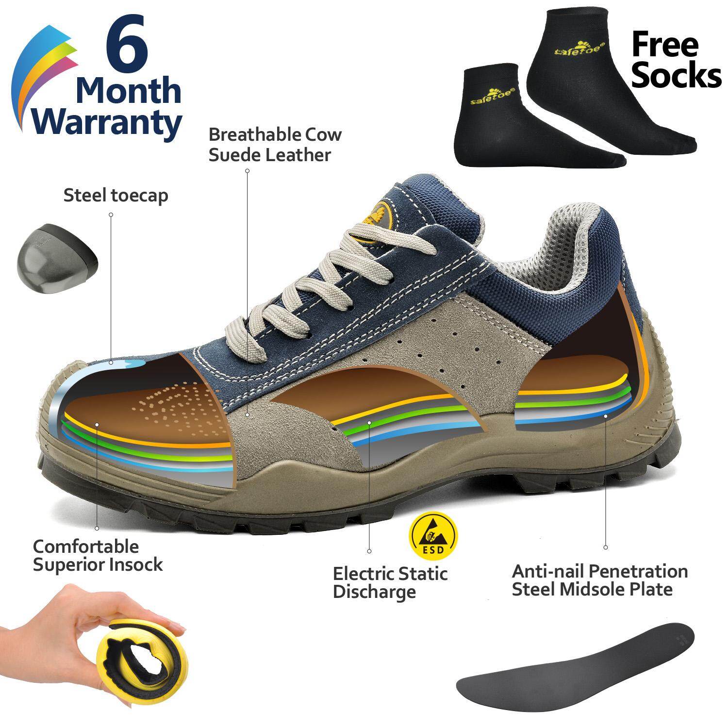 wide fit steel toe cap trainers