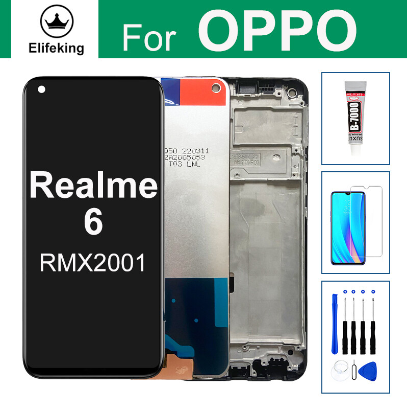 LCD cho Oppo Realme 6 realme6 rmx2001display Bộ linh kiện số của màn hình cảm ứng thay thế bằng dụng cụ miễn phí + keo + Kính cường lực