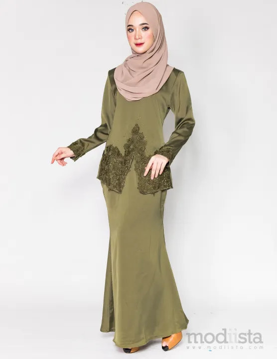 baju kurung olive green