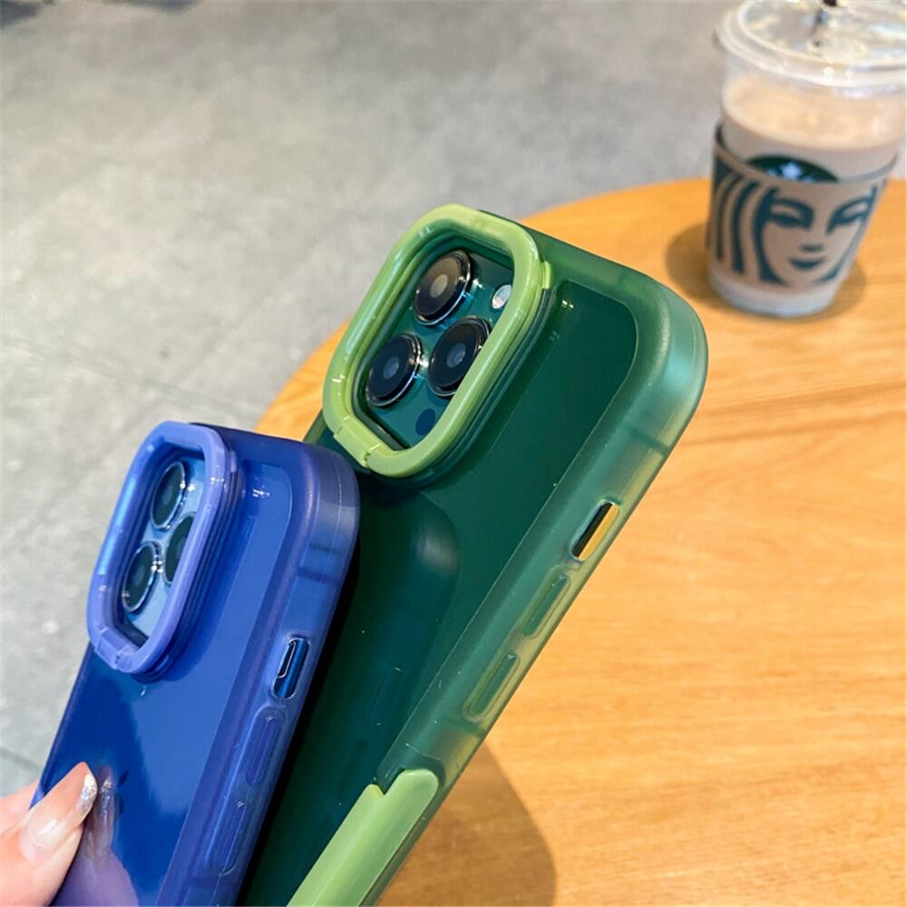 Vô Hình Đế giữ gập ống kính máy ảnh đế dạng nhẫn Trong Suốt Ốp điện thoại cho Iphone 15 14 13 12 11 12pro 13Pro Max Kẹo Mềm Cover Quay Lại