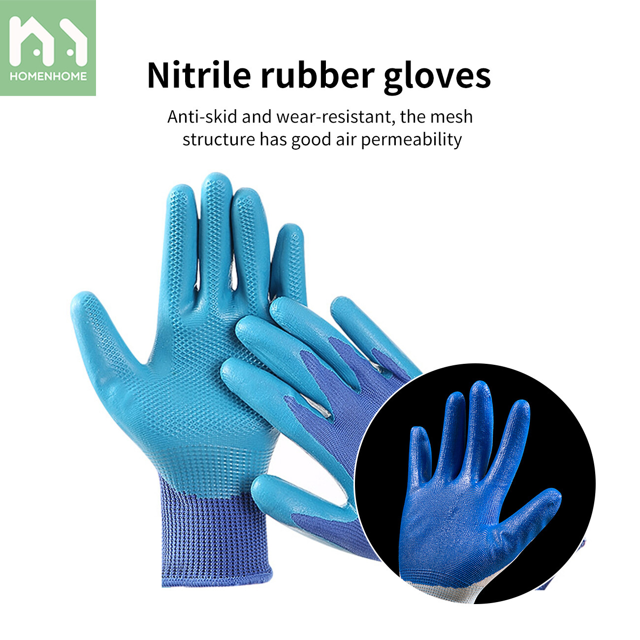 Homenhome Labor Protection Gloves Nitrile Rubber Latex Non-slip Waterproof Durable Protective Gloves