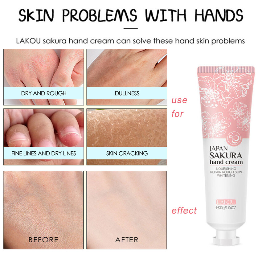 LAIKOU Sakura Hand Cream Soothing Repair Damaged Skin Hydrating Moisturizing Nourishing Anti-dryness Firming Skin Hand Care 30g