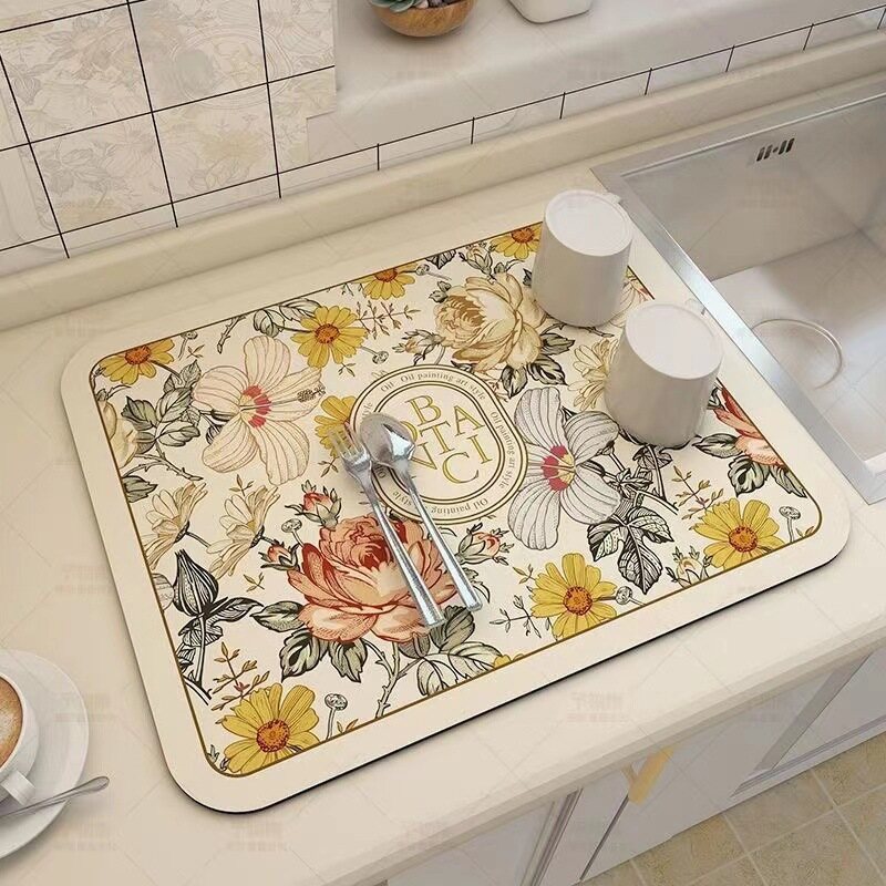 Kitchen Sink Absorbent Pad Kitchen Drain Mat Anti Slip Dish Drying Mat Kitchen Countertop Draining Mat Kitchen Accessories