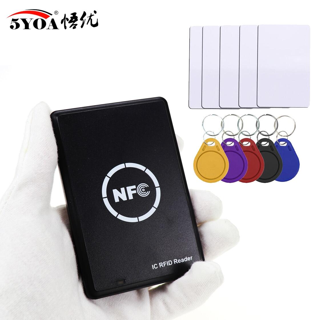 NFC Smart Card Reader Writer RFID Copier Duplicator 13.56Mhz USB Programmer Key Fobs Card IC UID S50 MF ISO14443A Tag