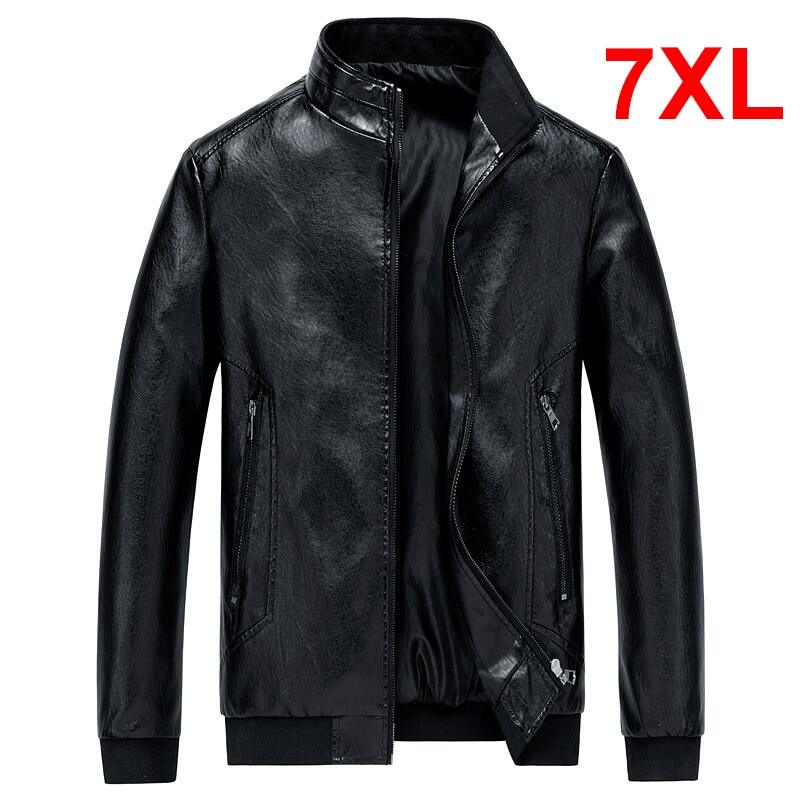 Áo Khoác PU Cho Nam Cỡ Lớn 6XL 7XL Áo Khoác Da Mùa Thu Màu Trơn Áo Khoác