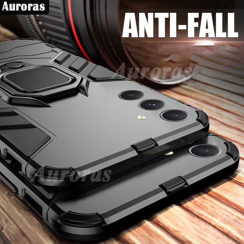 For Samsung Galaxy A15 Case Silicone Armor Metal Ring Stand Case Armor Back Protective Shockproof Hard Dual Layer for Galaxy A15 Cover