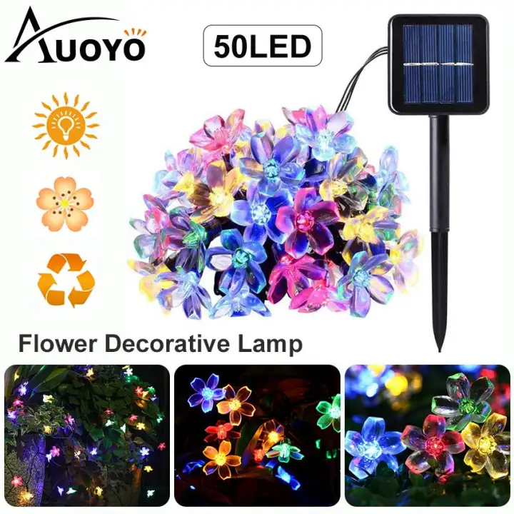 Auoyo Solar Lights Outdoor Lighting Garden String Lamp 50 Auoyo Solar Lights Outdoor Lighting