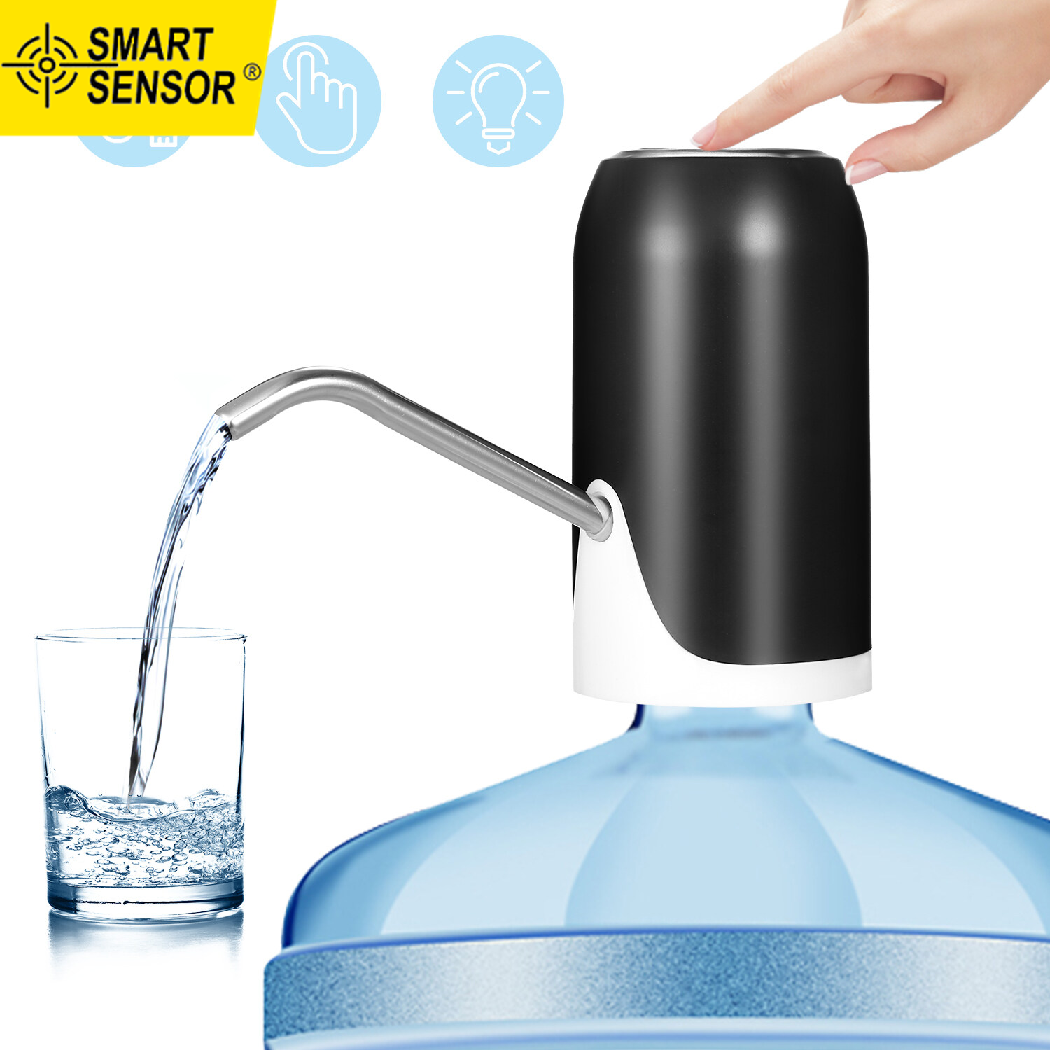 Smart Sensor Electric Drinking Water Pump Portable USB Rechargeable Automatic Water Dispenser Intelligent Water-suction Device with Indicator Light for Home Office Camping