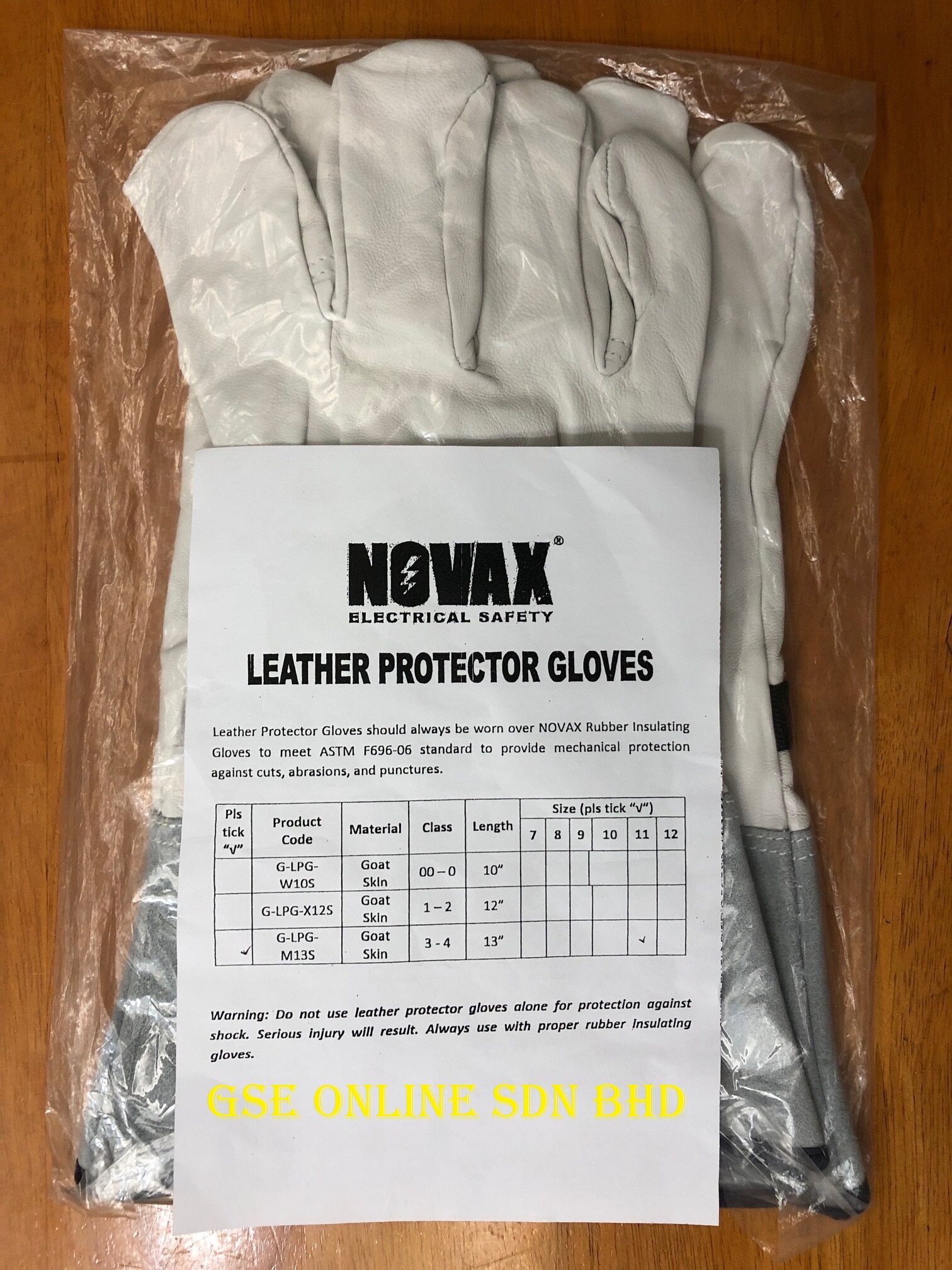 NOVAX 13 inch WHITE LEATHER GLOVE PROTECTORS (THIS WHITE LEATHER GLOVE PROTECTOR EXCLUDES ORANGE
