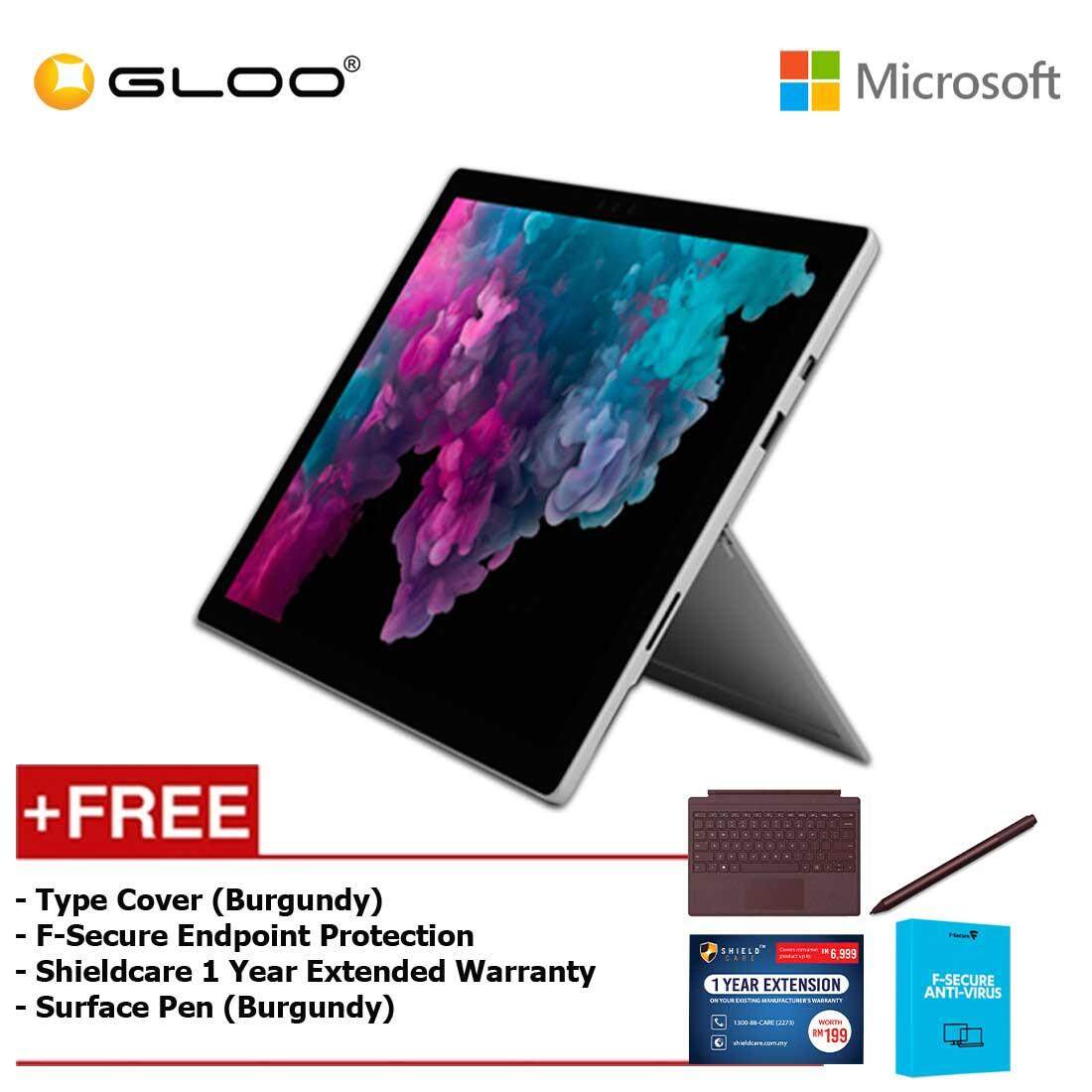Microsoft Surface Pro 6 Core i5/8GB RAM -128GB + Type Cover Burgundy + Shieldcare 1 Year Extended Warranty + F-Secure EndPoint Protection + Pen Burgundy Malaysia