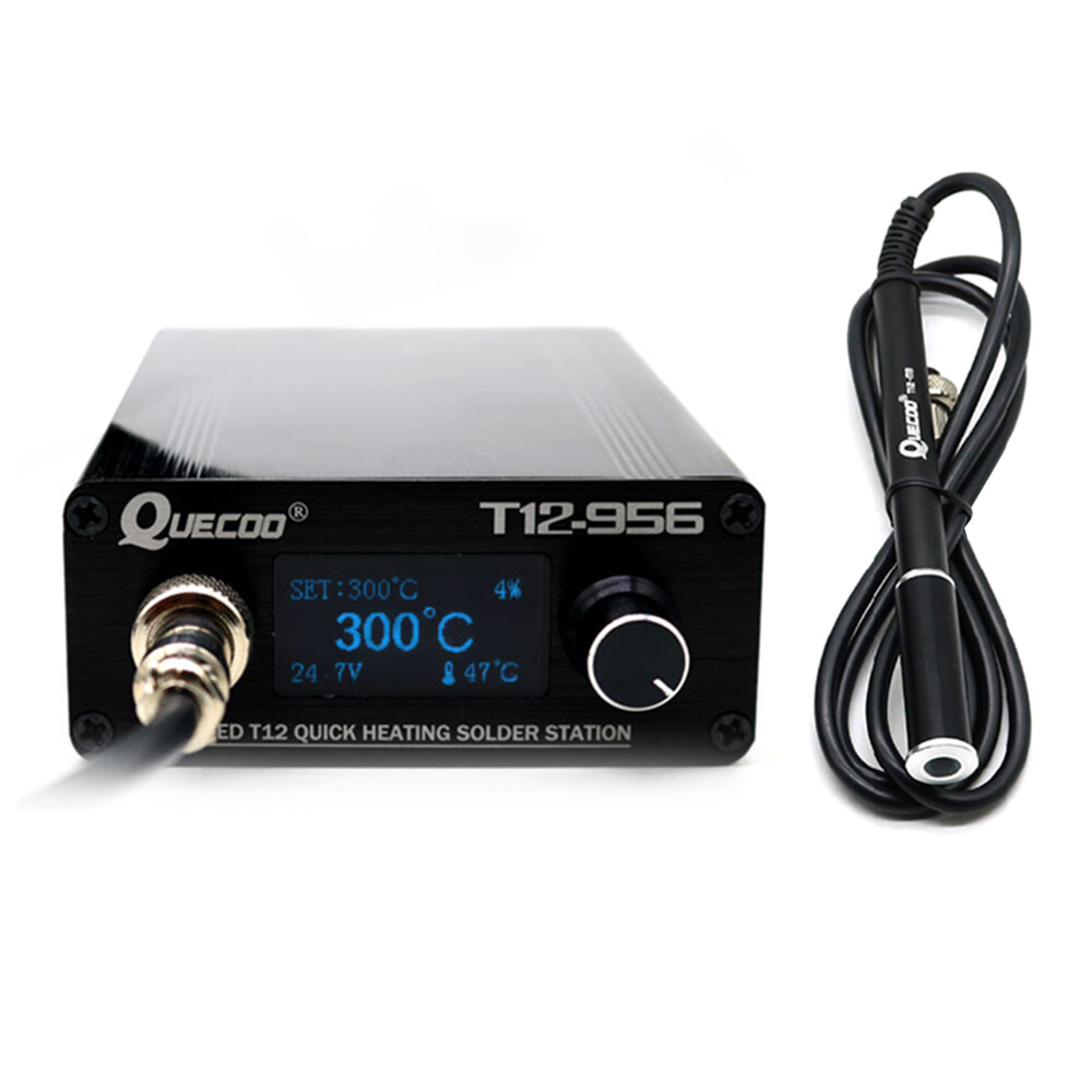 Aideepen T12-956 Soldering Digital Station Electronic Soldering iron OLED 1.3inch with Black M8 handle and T12 soldering iron tips