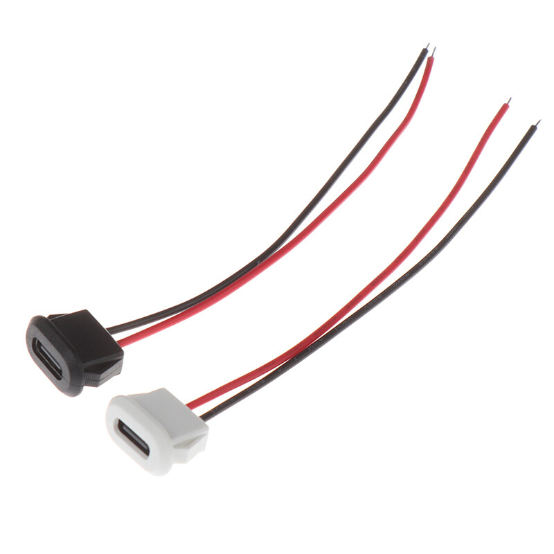 Ministar 2Pin USB-C TypeC Waterproof USB Connector Direct Compression Female Base Female Socket Charging Interface With Welding Wire Waterproof Socket