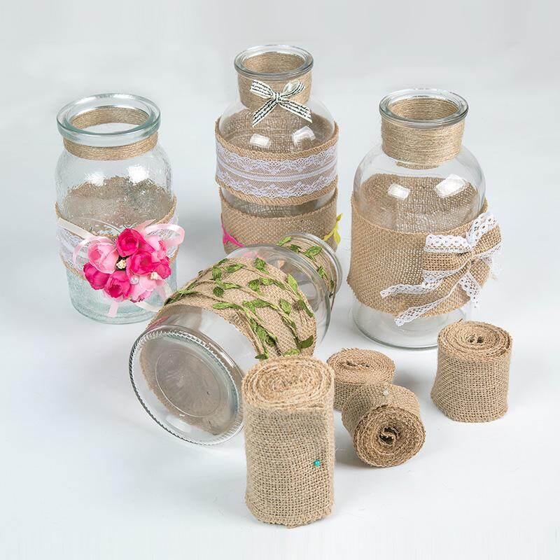 5m Roll Jute Burlap Rustic Hessian Ribbon Tape Strap Wedding Decor