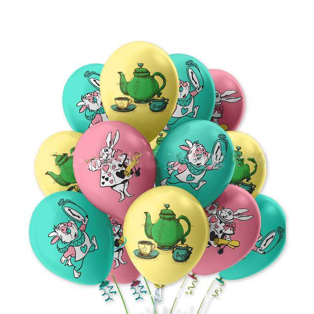 Cartoon Disney Alice In Wonderland Theme 12 Inch Latex Balloons Baby Shower Birthday Party Decoration Suplies Set