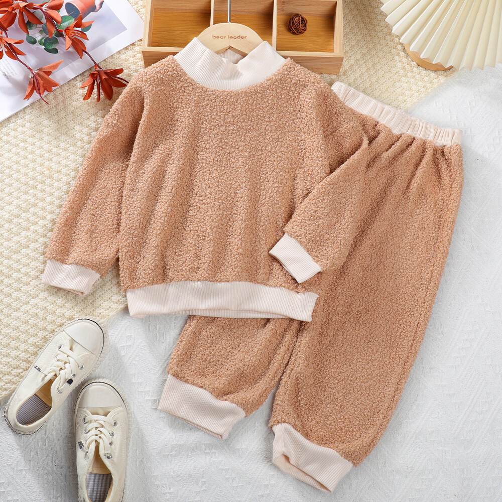 Bear Leader Girl's Clothing Sweatshirt Clothing Sets Autumn Winter Lamb Down Fabric Tops and Pants for Kids Boys Two Piece Suits Casual Outfits