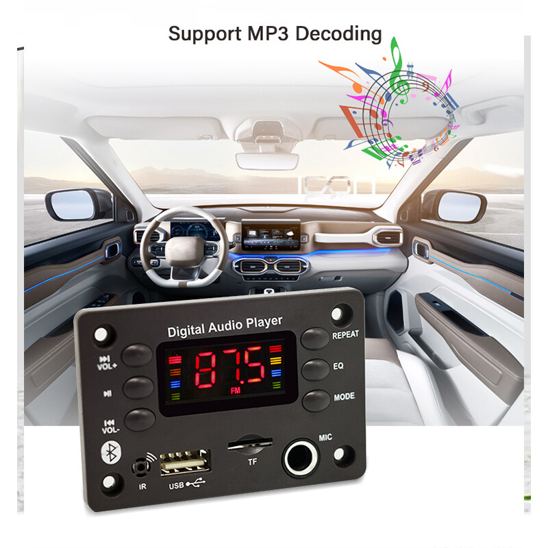 Bluetooth không dây 5.0 Bảng Giải Mã DC 5V 12V MP3 WMA giải mã mô-đun hỗ trợ âm thanh USB Radio FM hỗ trợ thẻ TF Màn hình màu MP3 máy nghe nhạc Bộ phụ kiện xe ô tô với điều khiển từ xa