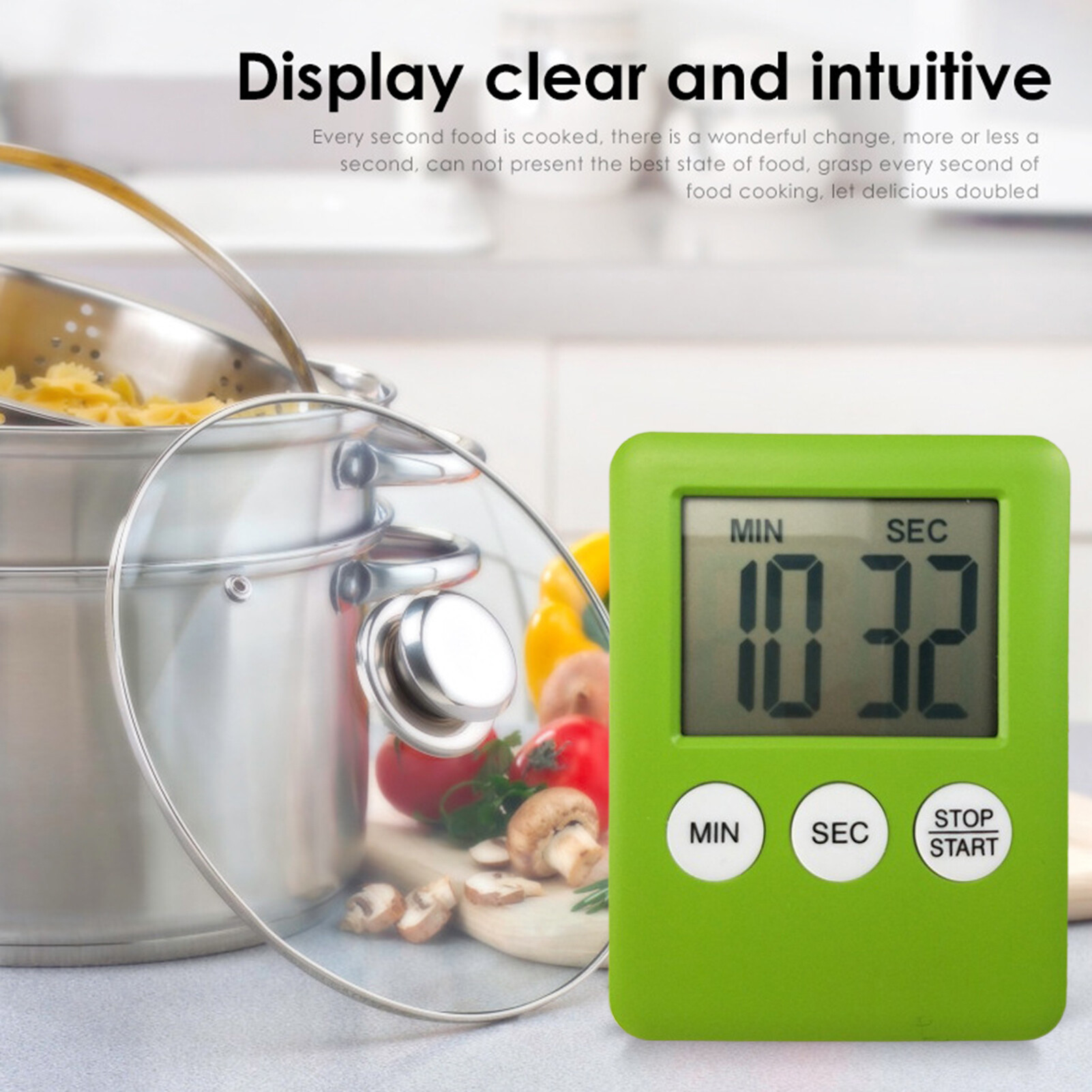 Farfi Cooking Timer Practical Smooth Surface ABS LCD Screen Magnetic Baking Reminder for Kitchen Fashion Baking Reminder