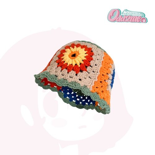 Flower world / hollow crochet hat women knitted bucket hat fisherman hat