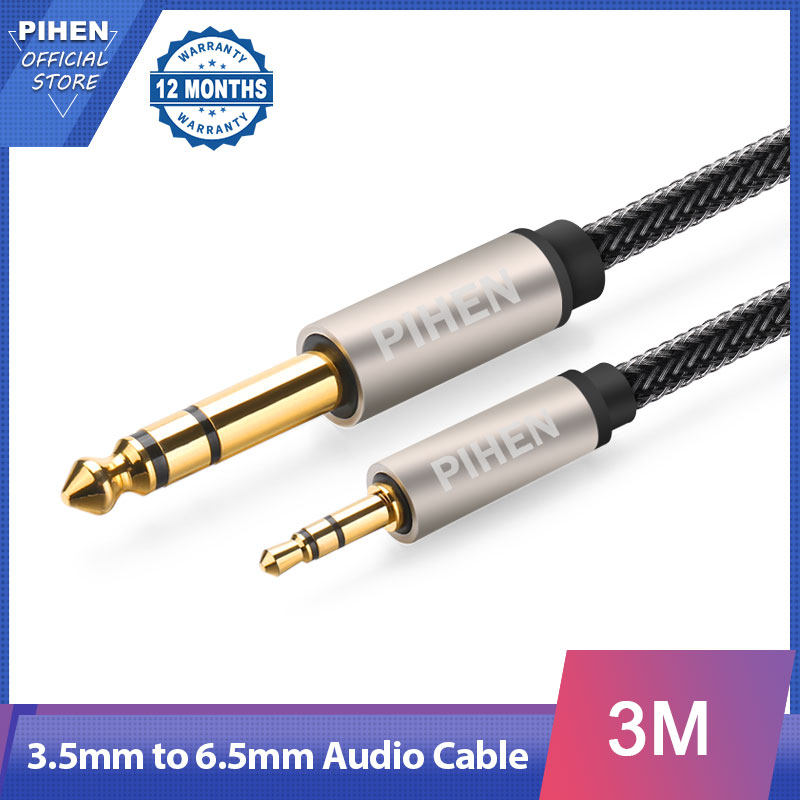 Pihen PIHENสายสัญญาณเสียงชุบทอง24K 3.5มม. ถึง6.5มม.,สายAUXตัวผู้เป็นตัวผู้3ม. ...