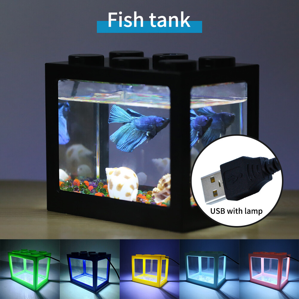 【Quà Tặng Trẻ Em】bể Nước Bể Cá Mini Có Đèn LED Vườn Ươm Để Bàn Đỏ