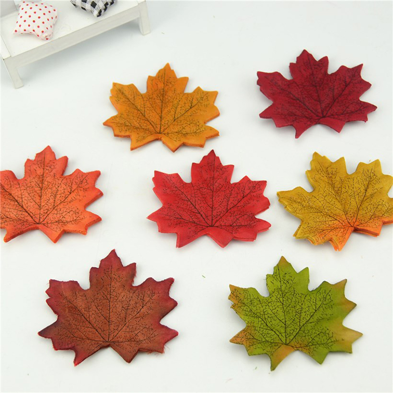 100Pcs Maple Leaves Artificial Leaves Simulation Halloween Autumn Leaves For Wedding Table Decorations Crafts Thanksgiving Day