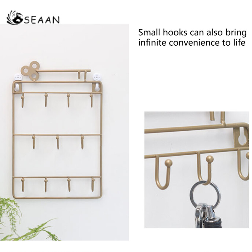 Modern Style Iron Wall Mounted 11 Hangers Hooks Key Holder Coat Hat Storage Rack Practical Cloth / Keys Hooks