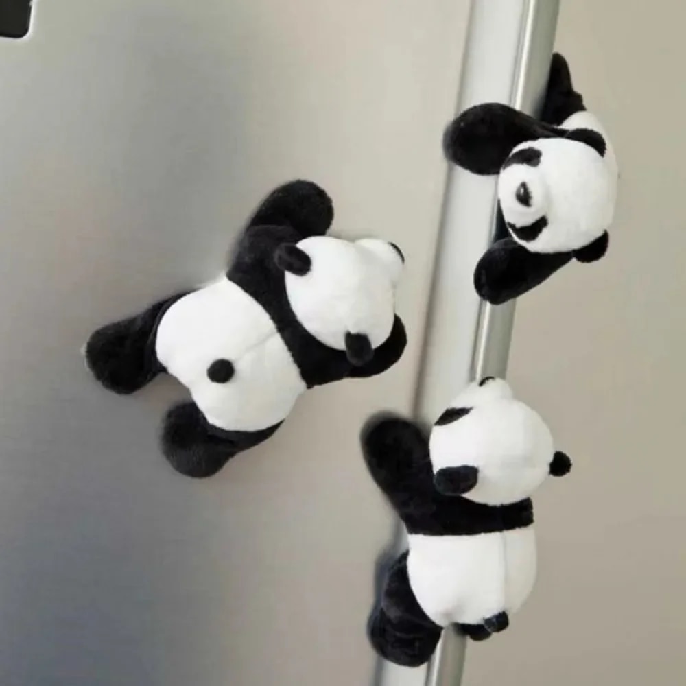 Plush Panda Magnetic Refrigerator Magnet Cute Doll Freezer Magnet Creative Home Chinese Style Animal Small Gift Pendant Ornament
