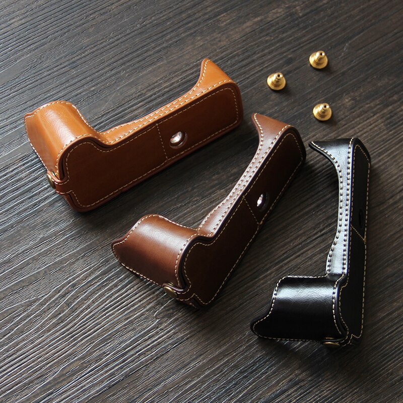Pu leather case bottom opening version protective half body bag for canon r5 r6 m50 g5x m6ⅱ g5x2 m10 m100 m200 m6 m3 g7x2 g7x3