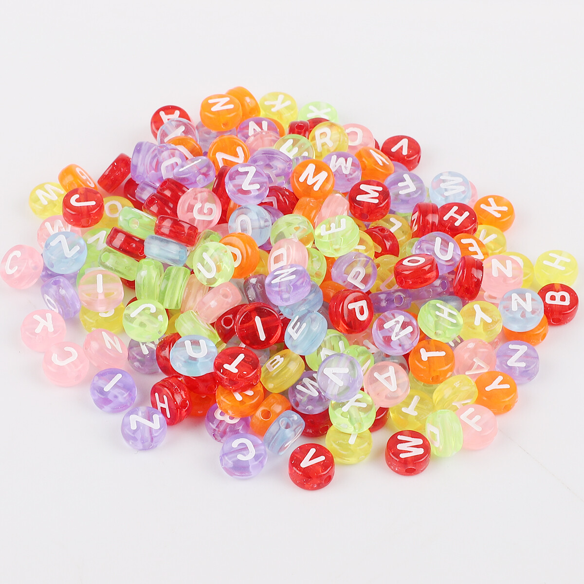 100pcs 4x7mm Mixed Letter Acrylic Round Flat Spacer Beads Stars Peach Heart Alphabet Beads For Jewelry Making DIY Bestie Couple Bracelet Necklace Accessories