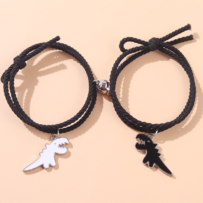 Một Cặp Vòng Tay Khủng Long Dễ Thương Vòng Tay Mặt Dây Chuyền Từ Tính