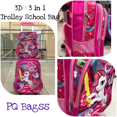 3 in 1 (3D) Trolley School Bag (Primary School) - Girls