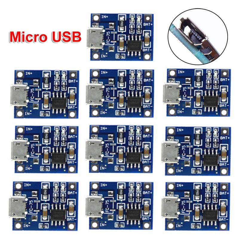 10pcs 5V Micro USB 1A 18650 TP4056 Lithium Battery Charging Board With Protection Charger Module